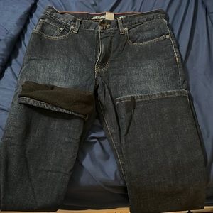 Eddie Bauer fleece lined blue jeans, 30x32